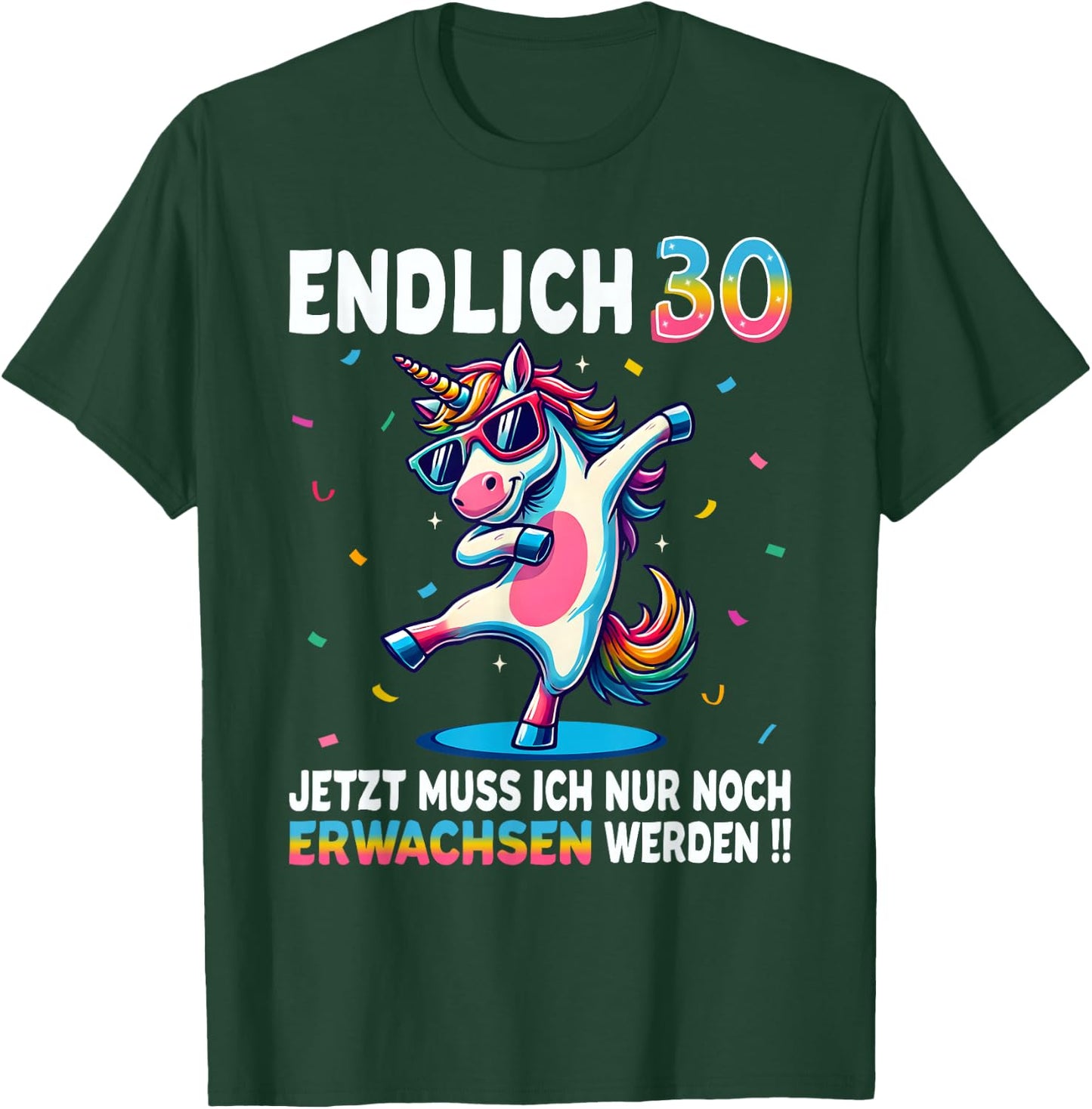 30th Birthday Gifts Woman Man Party Outfit Unicorn , black T-Shirt - T-Shirt | Forest