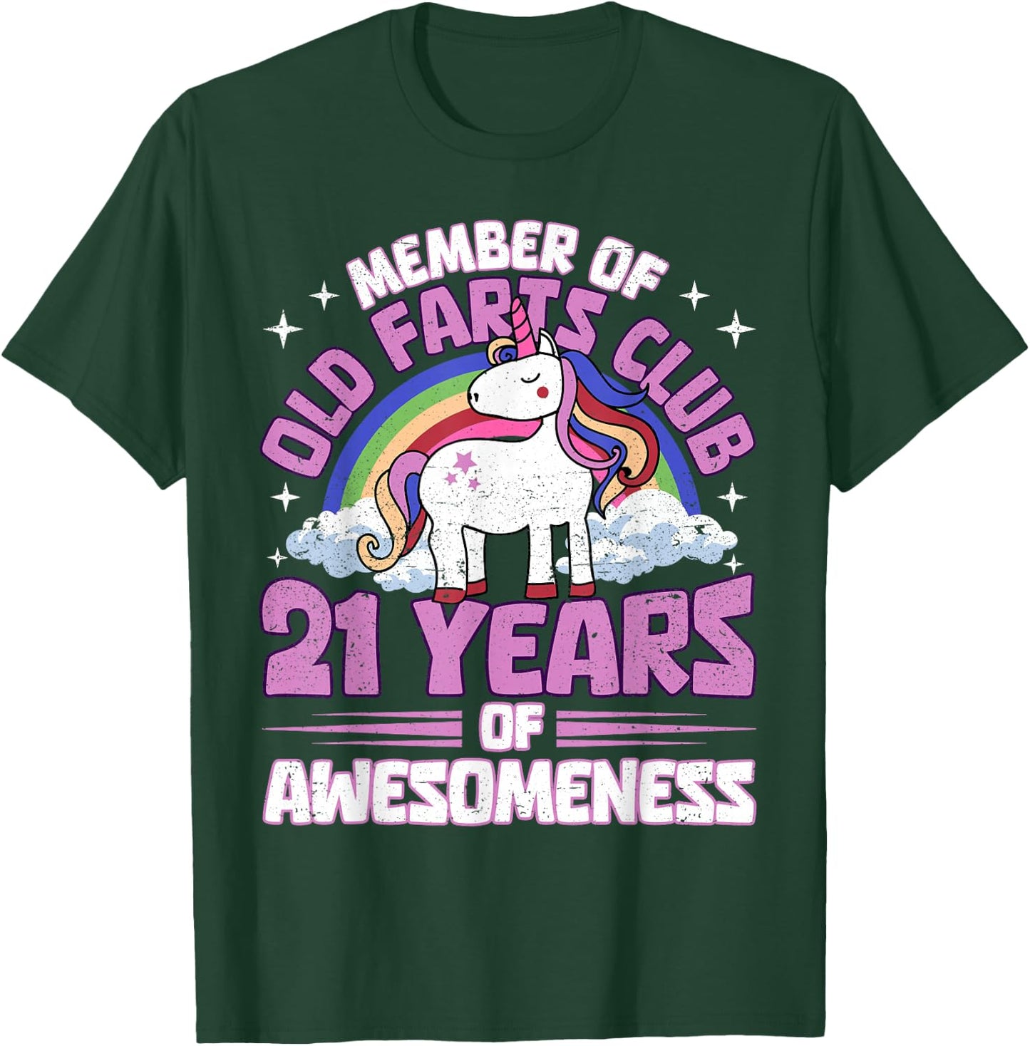 21 Years Old Farts Club Unicorn 21st Birthday Funny T-Shirt - T-Shirt | Forest