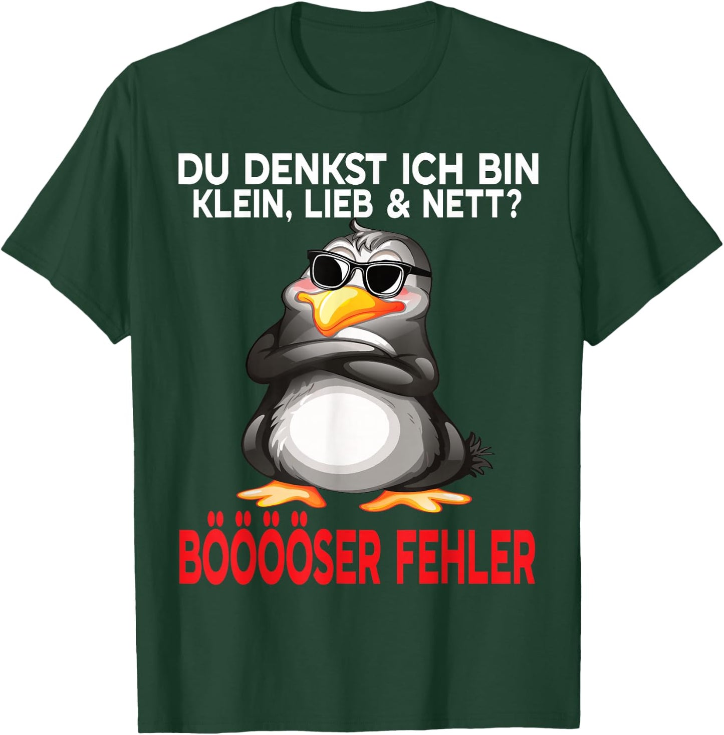 Du Denkst Ich Bin Klein Lieb Und Nett Cute Funny Penguin , black T-Shirt - T-Shirt | Forest