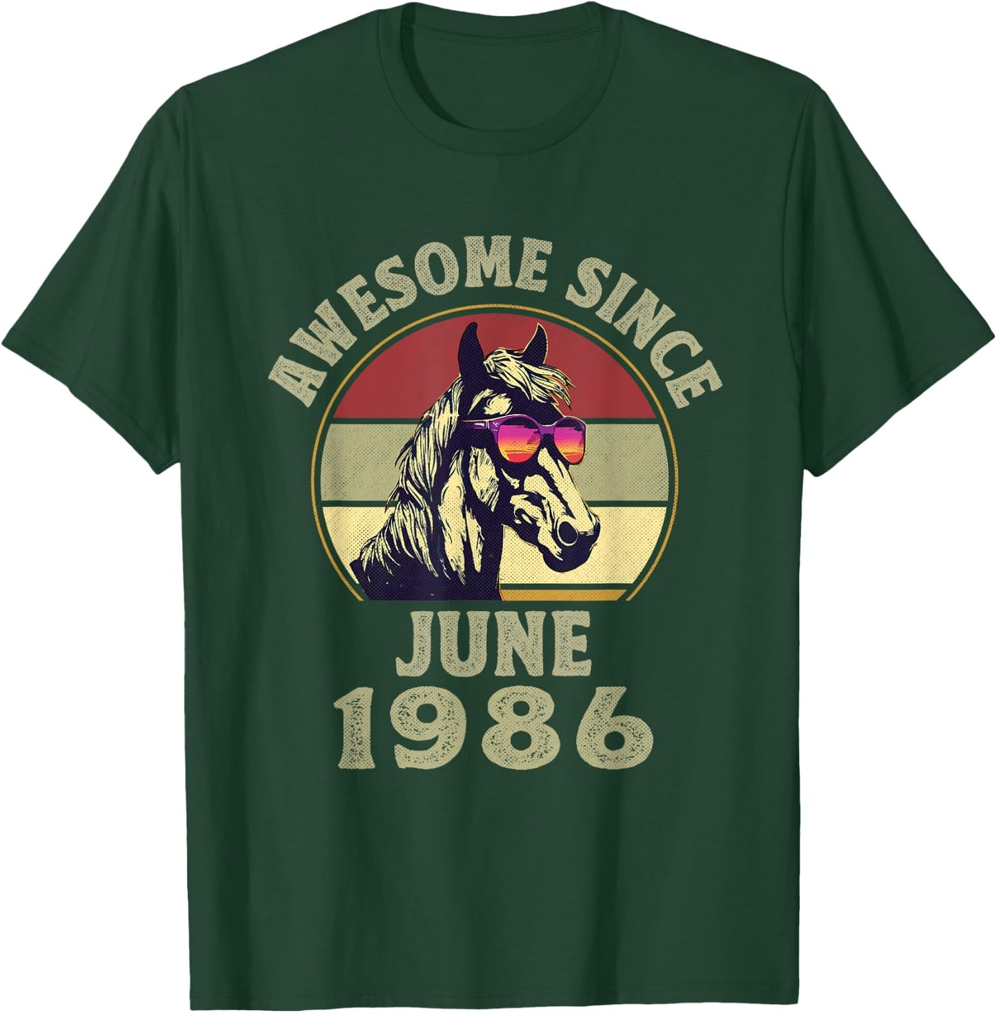 Awesome Since June 1986 36th Birthday Horse Lovers T-Shirt - T-Shirt | Forest
