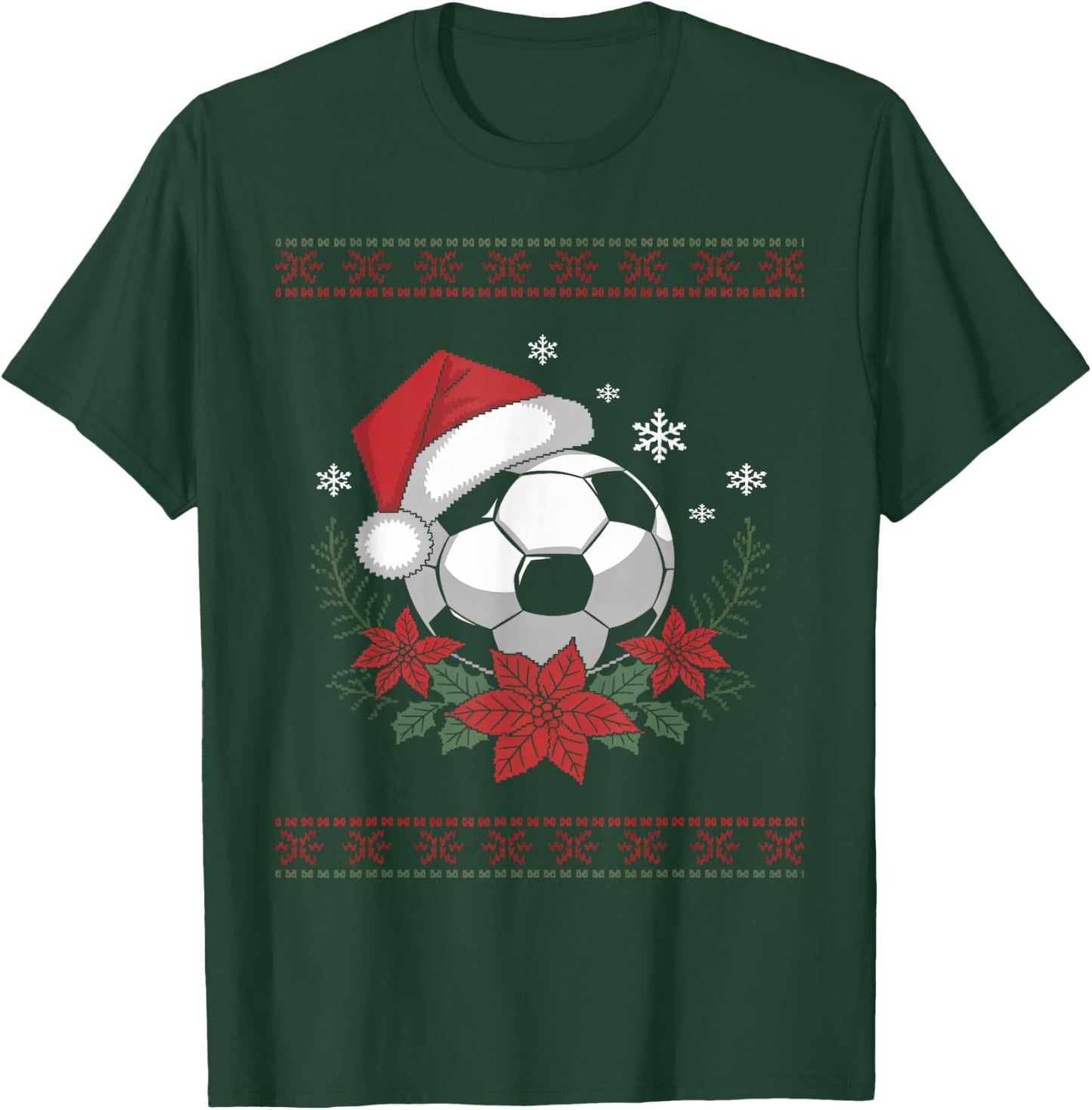 Christmas Santa Football Xmas Ugly Soccer Boys Kid Youth T-Shirt - T-Shirt | Forest