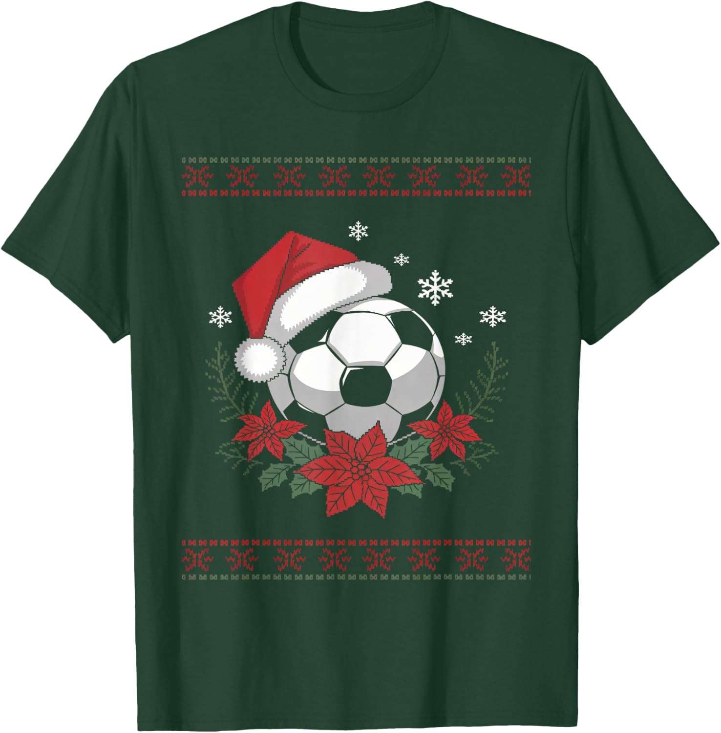 Christmas Santa Football Xmas Ugly Soccer Boys Kid Youth T-Shirt - T-Shirt | Forest