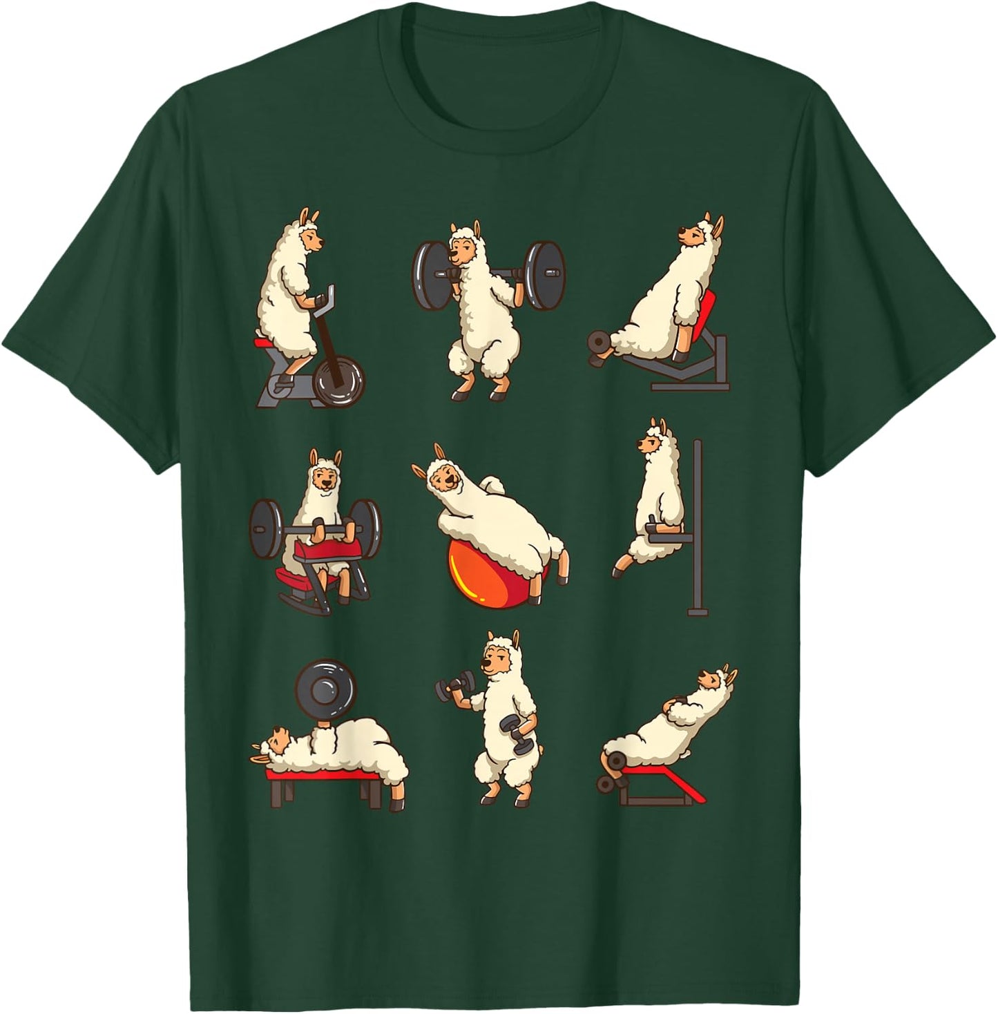 Lama Alpaca Animal Shirt Weightlifting Cardio T-Shirt - T-Shirt | Forest