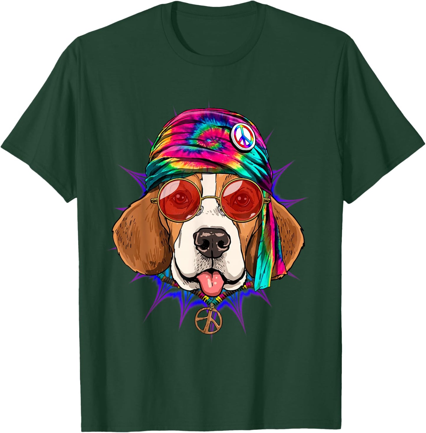 Tie Dye Hippie Beagle Hippiness Peace Love Dog T-Shirt - T-Shirt | Forest