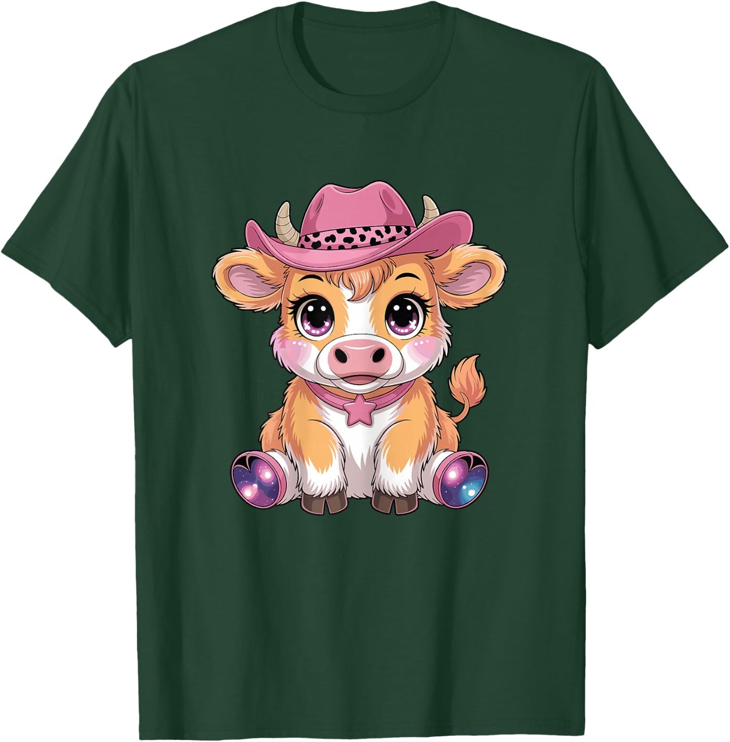Cute Highland Cow Scottish Cattle Hairy Cow Girl Graphic T-Shirt - T-Shirt | Forest
