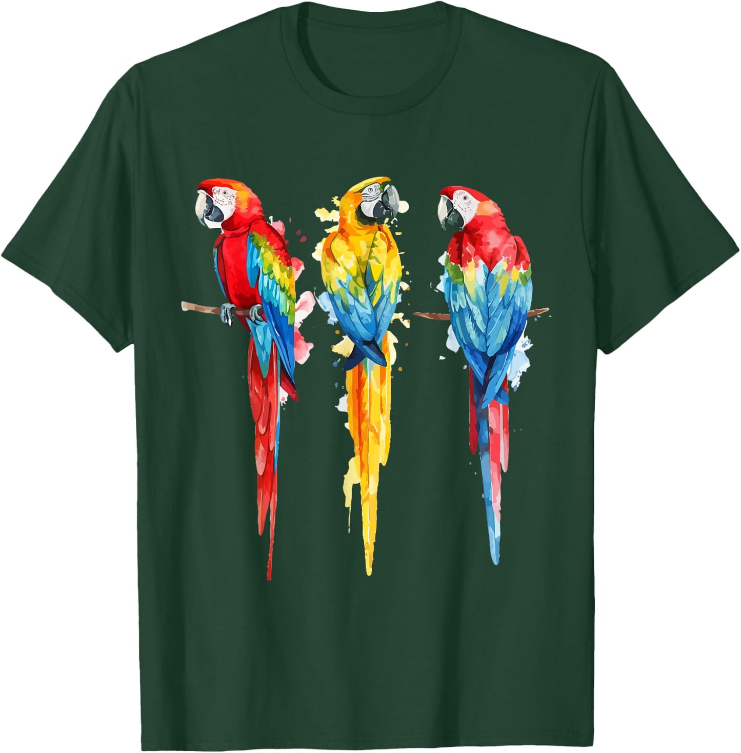 Colorful Parrot Watercolor T-Shirt - T-Shirt | Forest