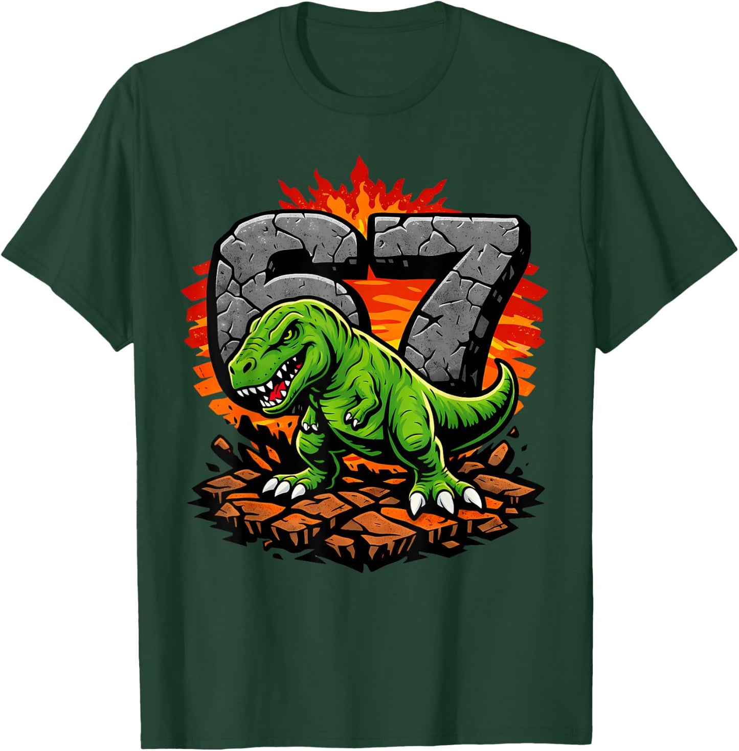 Six Seven 67 T-Rex Dinosaur T-Shirt - T-Shirt | Forest