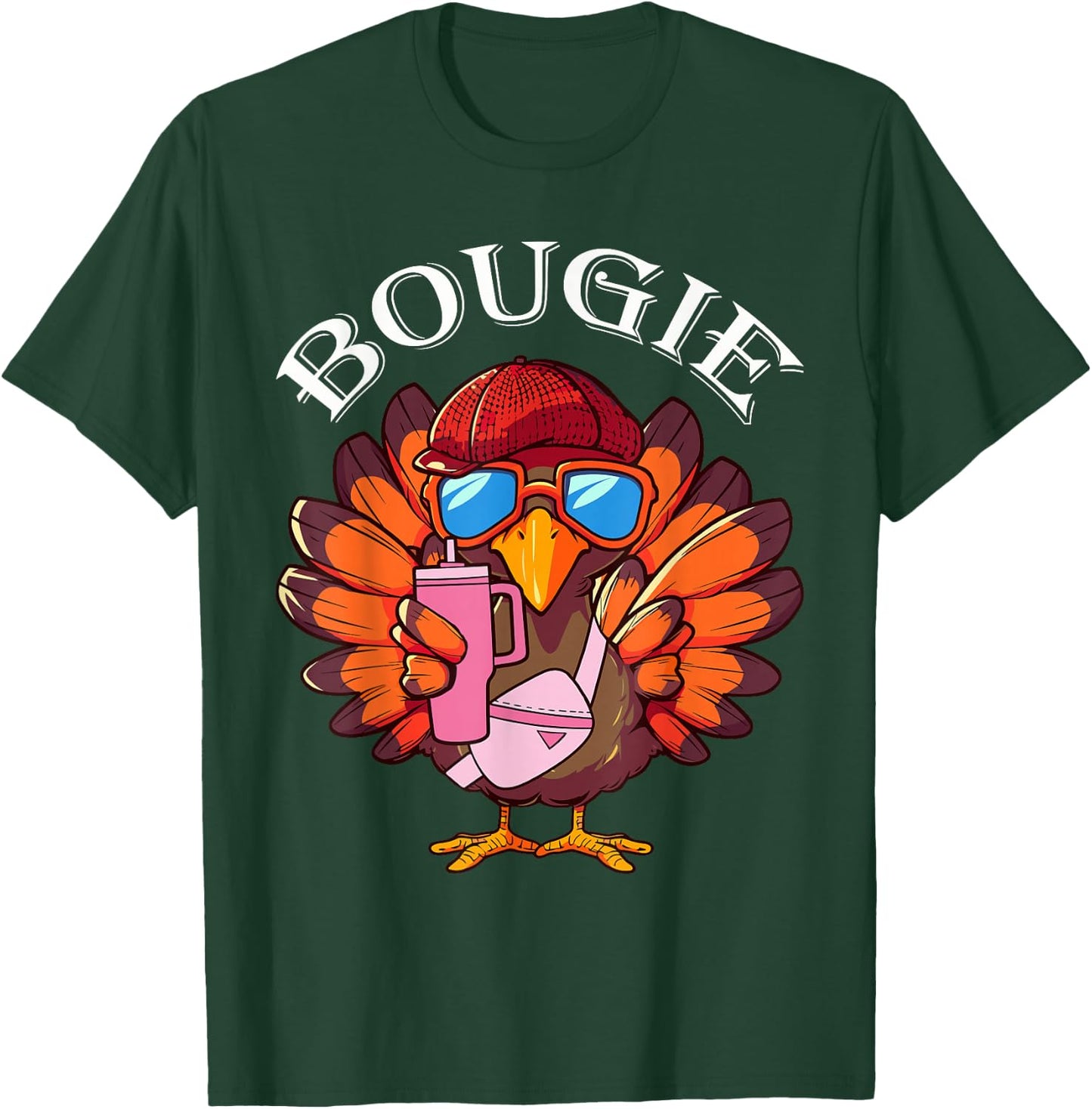 Funny Thanksgiving Turkey Trendy Bougie Fall Vibes Women Kid T-Shirt - T-Shirt | Forest
