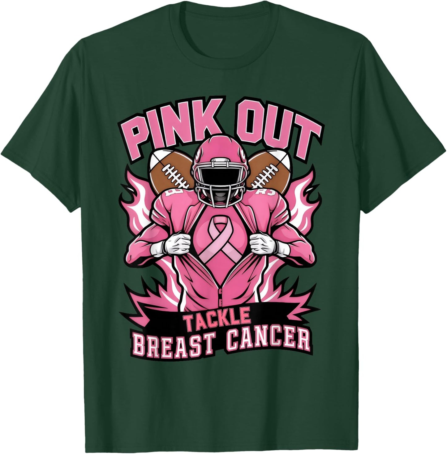Pink Out Tackle Breast Cancer Awareness American Football T-Shirt - T-Shirt | Forest