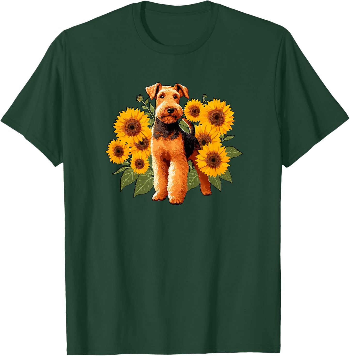Funny & Girls Sunflowers Airedale Terrier Dog Lover T-Shirt - T-Shirt | Forest