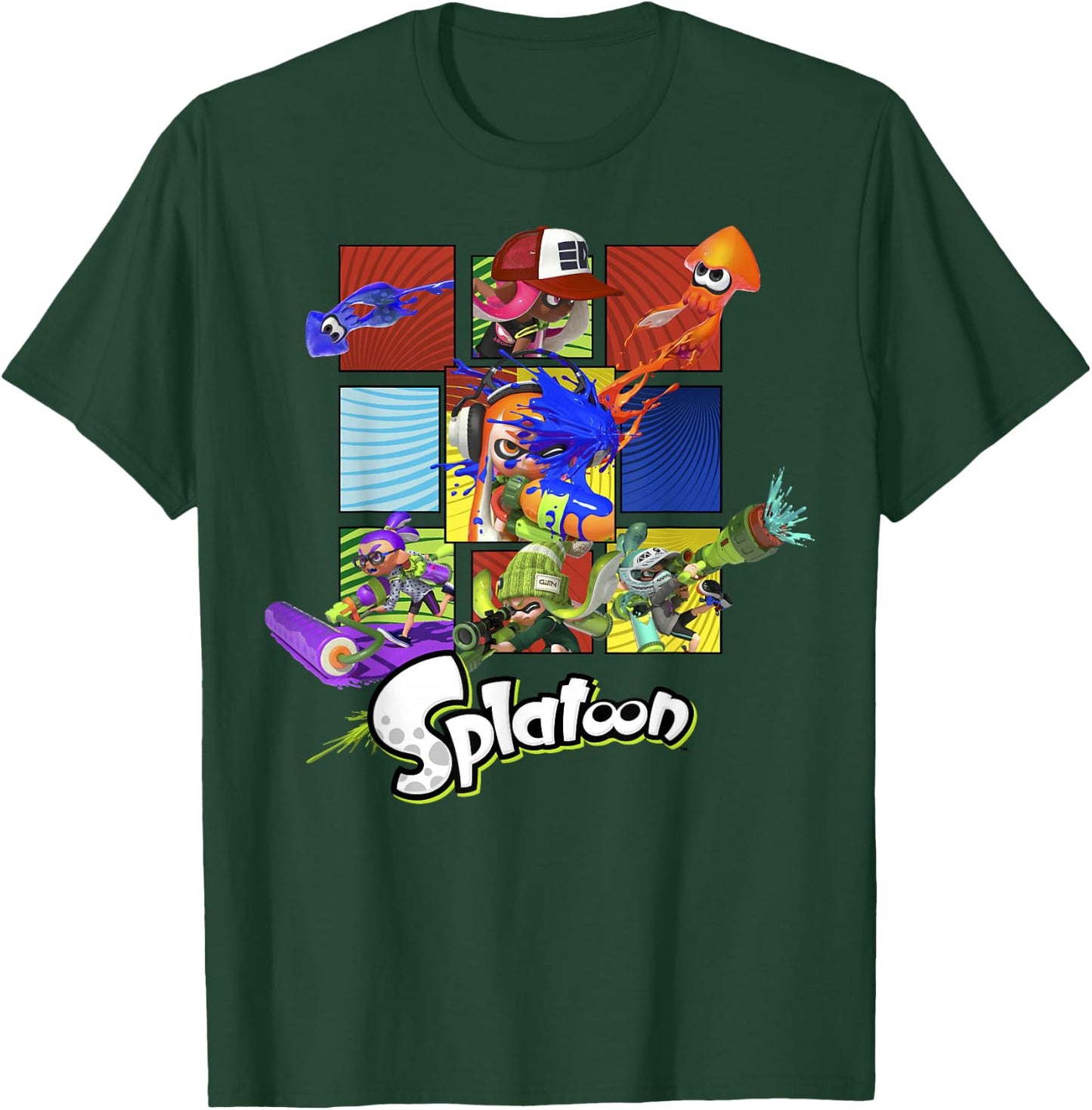 Nintendo Splatoon Inklings in Action Boxes Graphic T-Shirt - T-Shirt | Forest