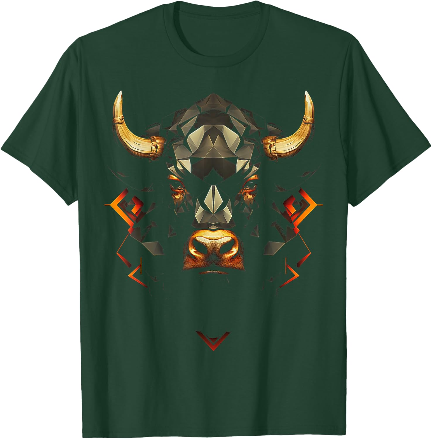 Bull Polygon Animal Graphic Art Bull , black T-Shirt - T-Shirt | Forest