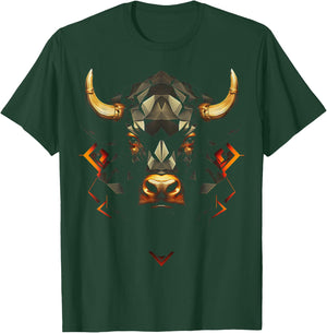 Bull Polygon Animal Graphic Art Bull , black T-Shirt - T-Shirt | Forest