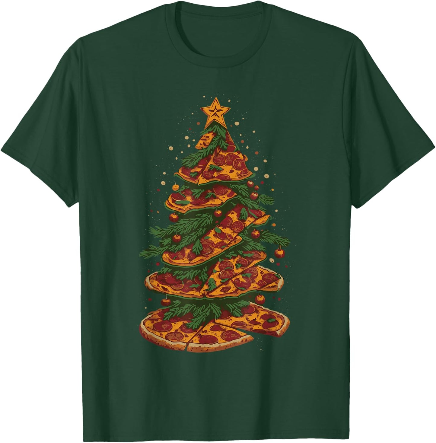 Funny Pizza Christmas Tree Pizza Lover Xmas Kids T-Shirt - T-Shirt | Forest