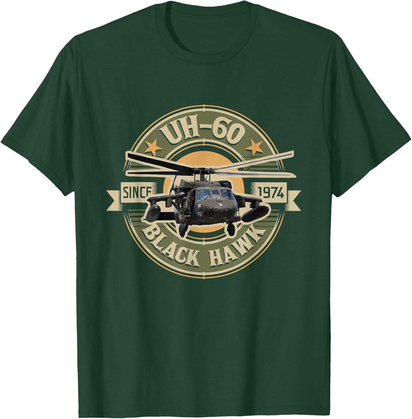 UH-60 Blackhawk - Assault Helicopter Pilot Aviation T-Shirt - T-Shirt | Forest