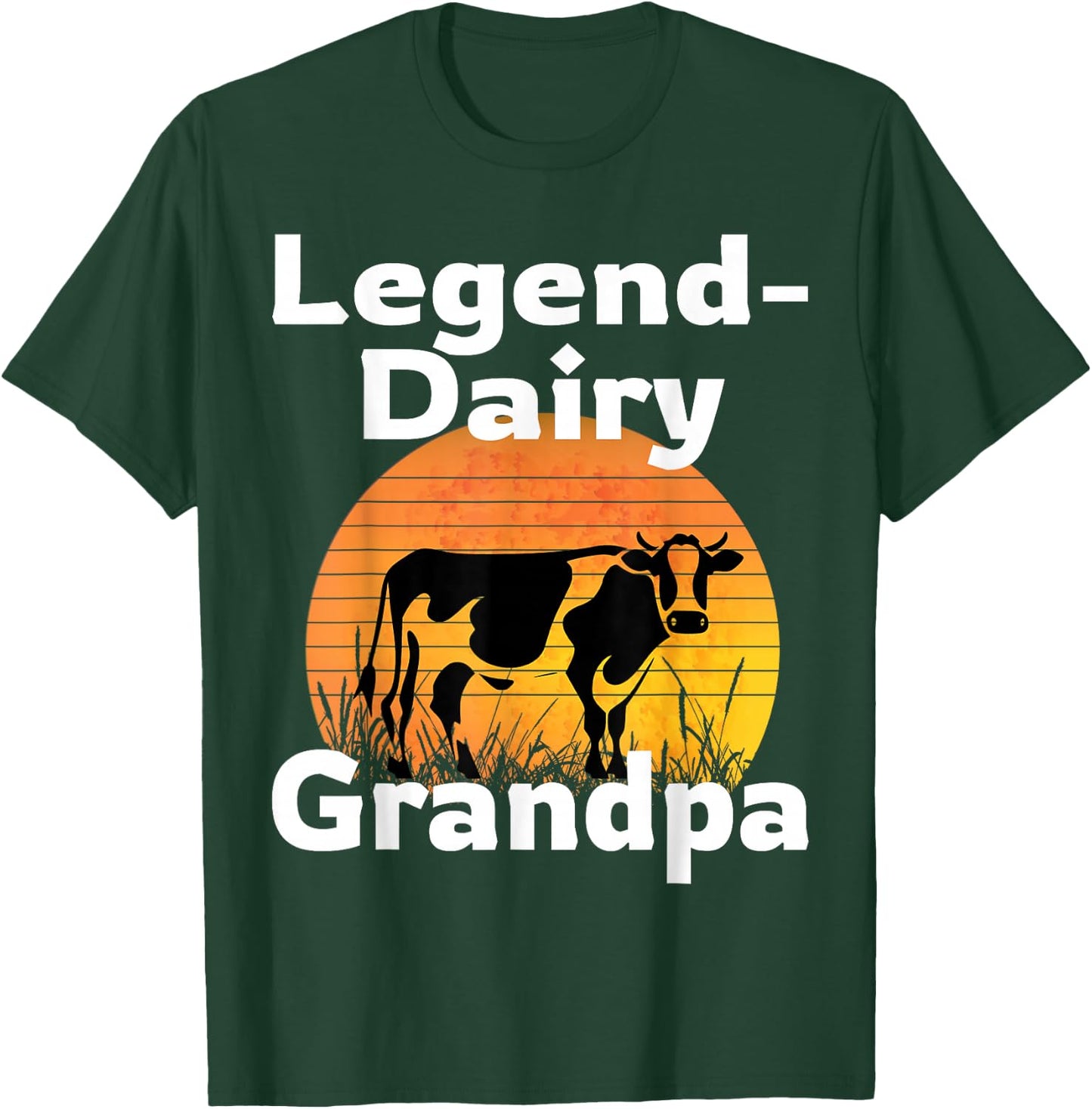 Funny Legend Dairy Grandpa Retro Cow Farmer Dairy Farming T-Shirt - T-Shirt | Forest