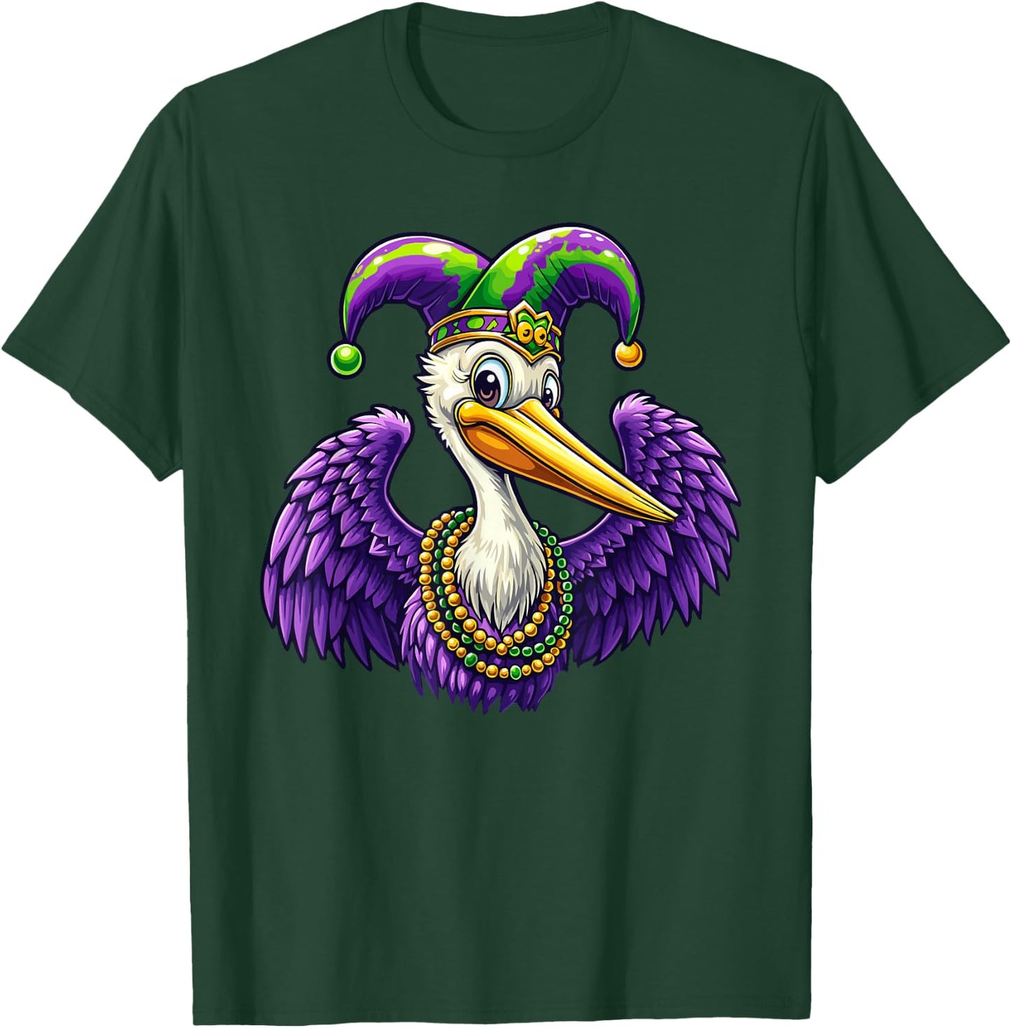 Mardi Gras Pelican Louisiana Parade Animal Lover T-Shirt - T-Shirt | Forest
