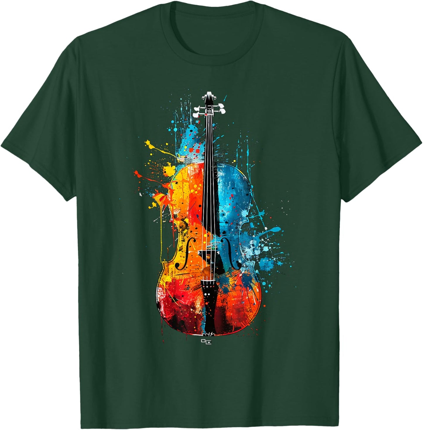 Colorful Artistic Cello Pop Art Painted , Black, S T-Shirt - T-Shirt | Forest