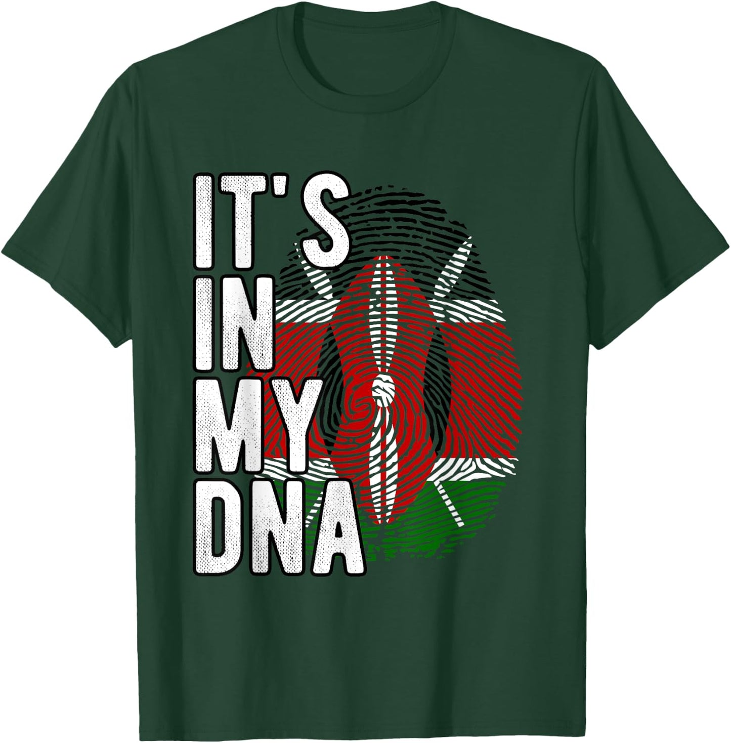 Funny It's In My DNA Fingerprint Flag Of Kenya T-Shirt - T-Shirt | Forest