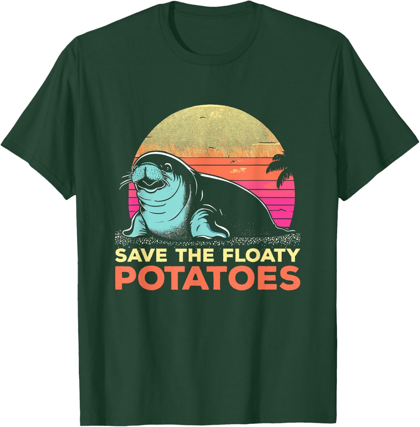 Save The Floaty Potatoes - Funny Vintage Manatee Sea-Cow T-Shirt - T-Shirt | Forest
