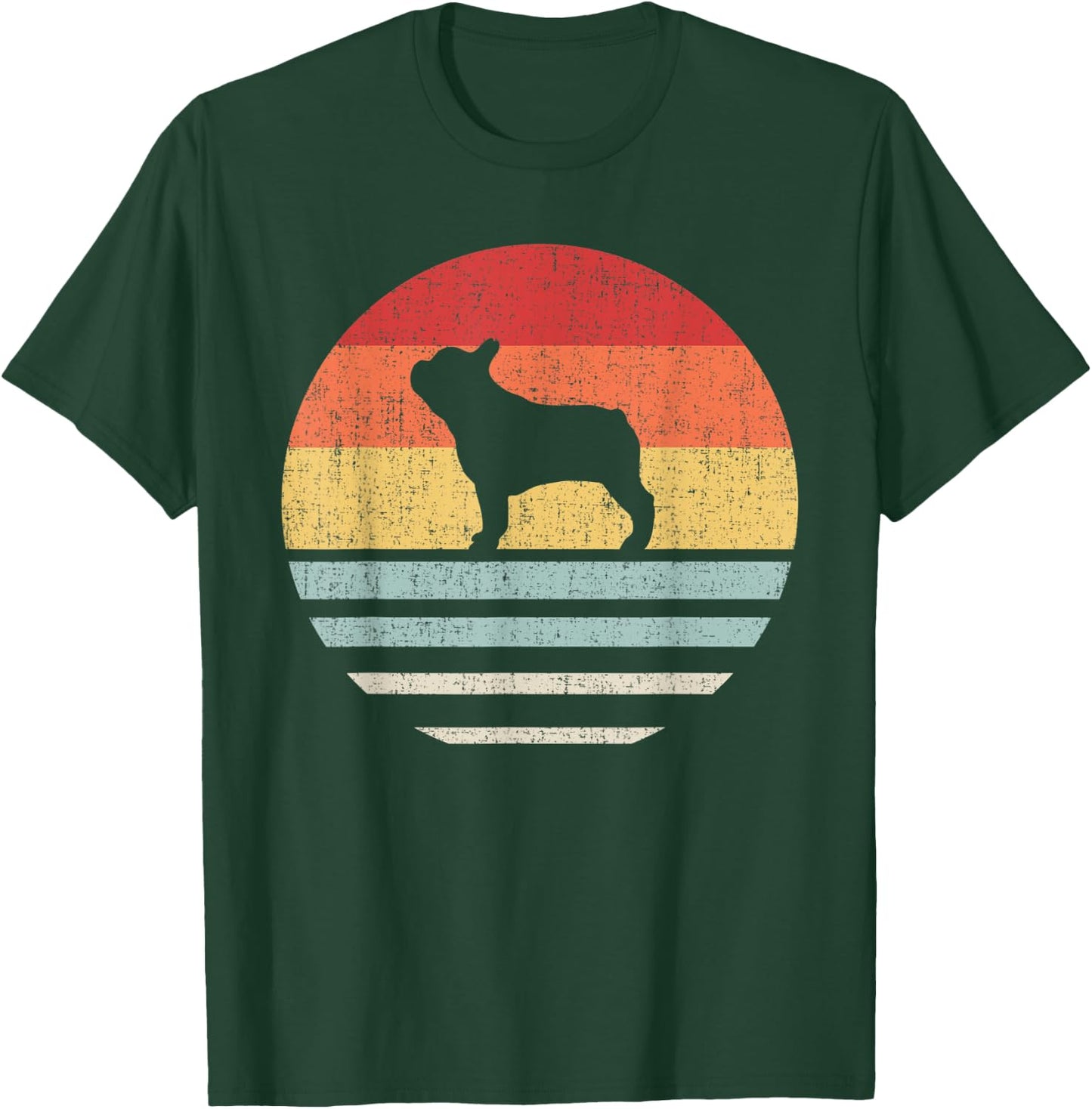 Vintage Retro French Bulldog Dog Mom Dad Gift Cute Dog Lover Men Women Kids T-Shirt - T-Shirt | Forest