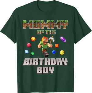 Mommy Of The Birthday Boy Video Gamer Pixel Number T-Shirt - T-Shirt | Forest