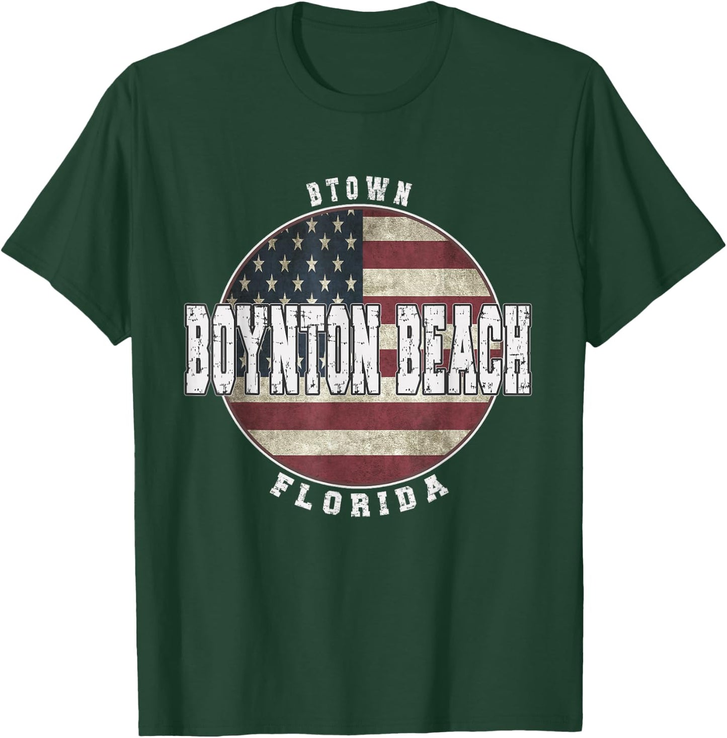 Boynton Beach Florida, Vintage American Flag T-Shirt - T-Shirt | Forest