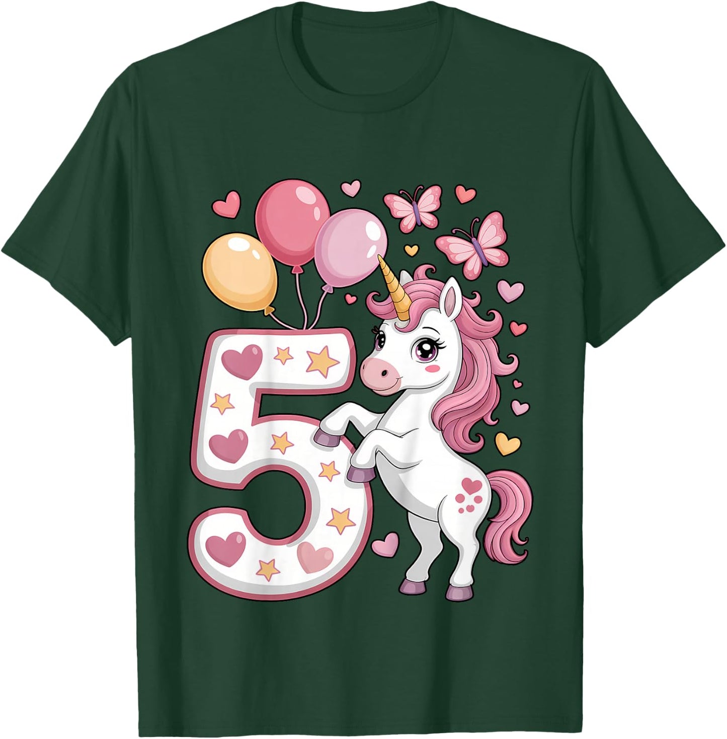 Einhorn 5. Geburtstag Mädchen Alter 5 Pferd I Am 5 Jahre alt Kinder T-Shirt - T-Shirt | Forest
