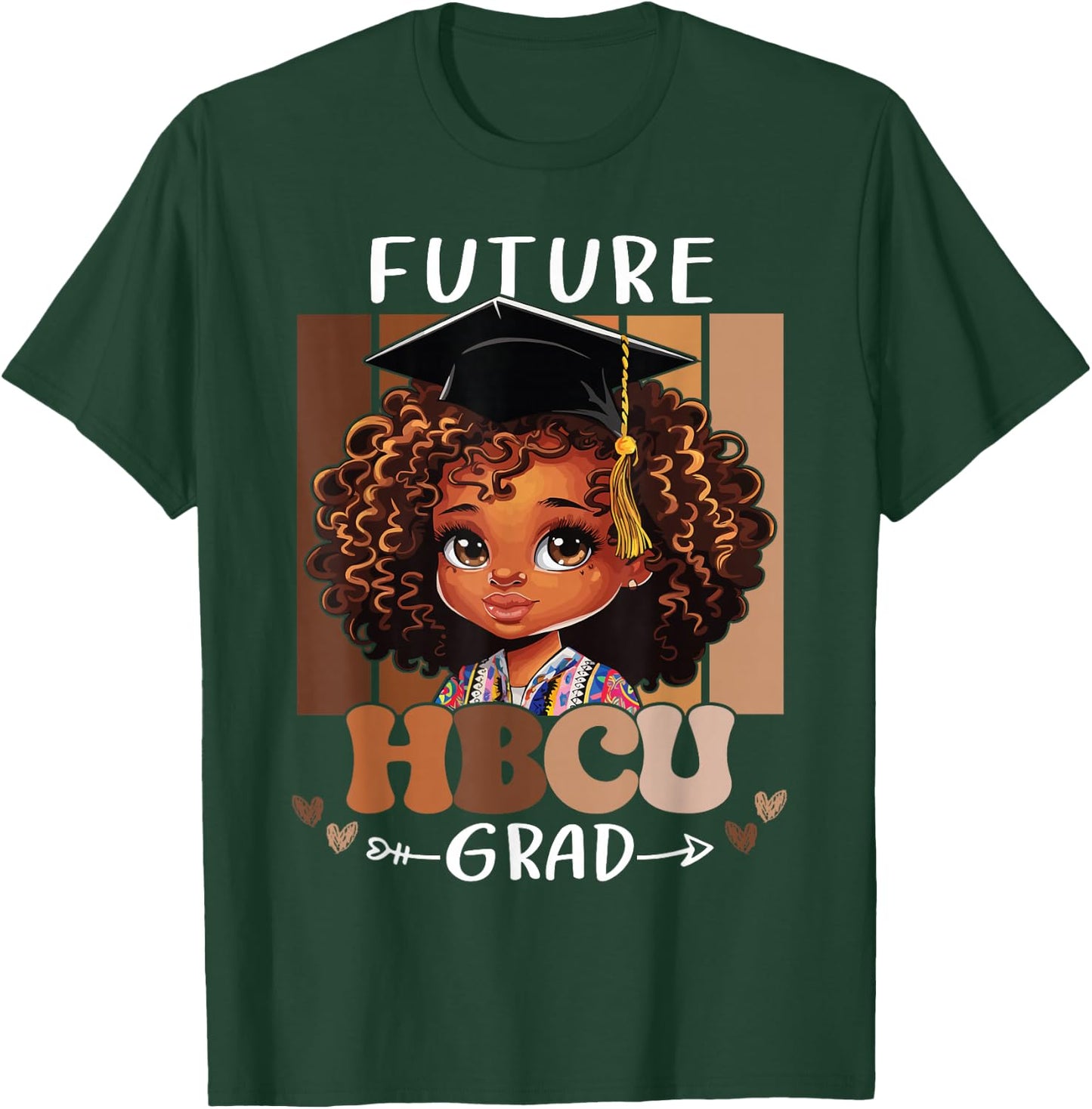 Future HBCU Grad kids Black Girl Afro Black History Month T-Shirt - T-Shirt | Forest