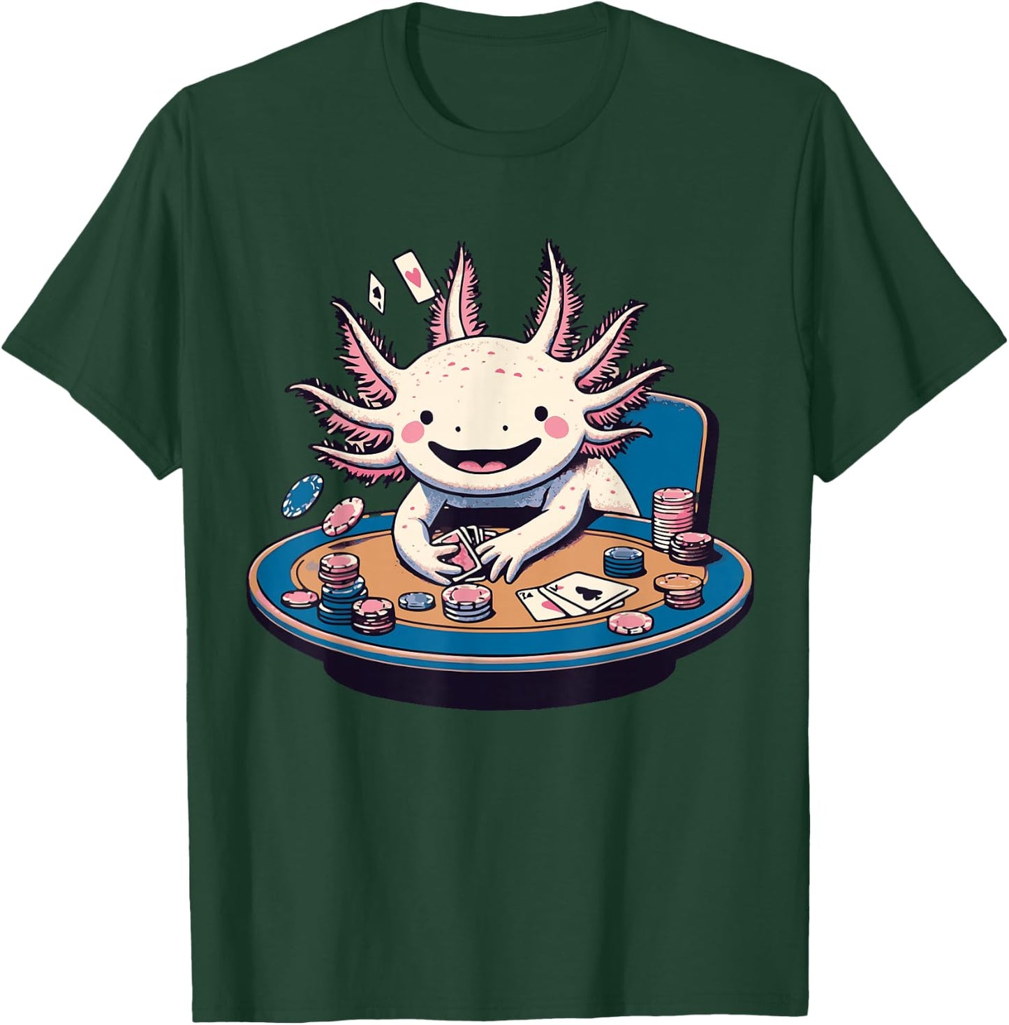 Axolotl Poker Anime Kawaii Axolotl Animal Card Games Lover T-Shirt - T-Shirt | Forest