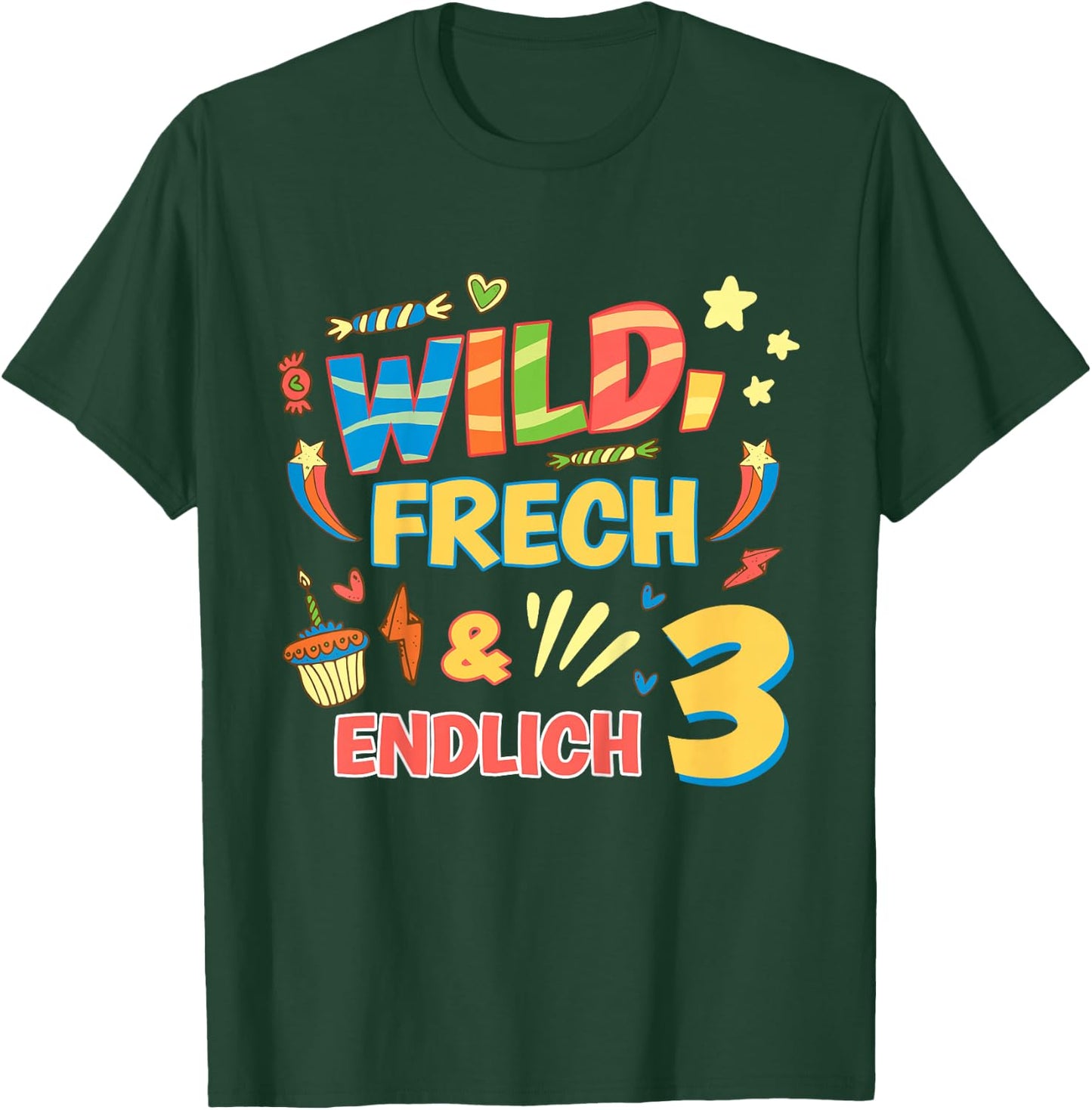 Children's Wild Cheeky and Finally 3 Years Birthday Shirt Birthday , black T-Shirt - T-Shirt | Forest