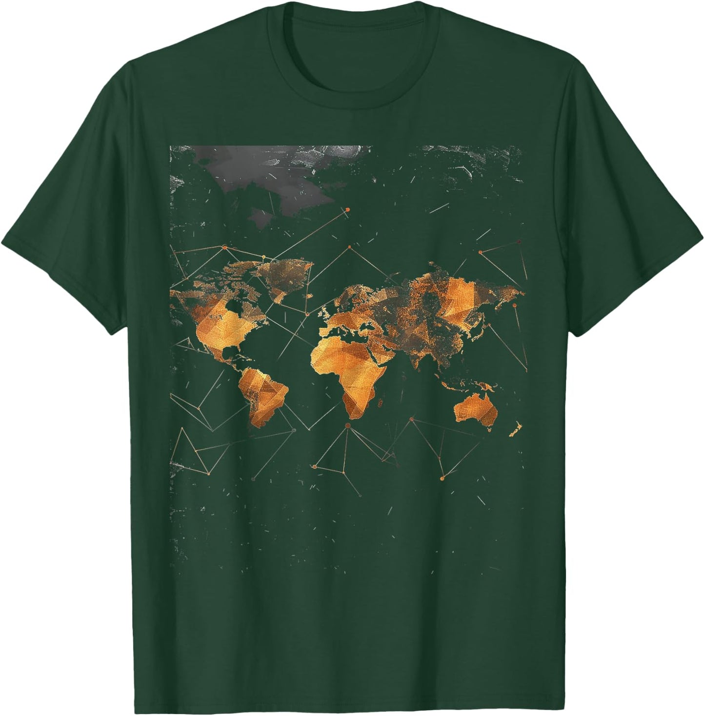 Geometric World Map T-Shirt - T-Shirt | Forest