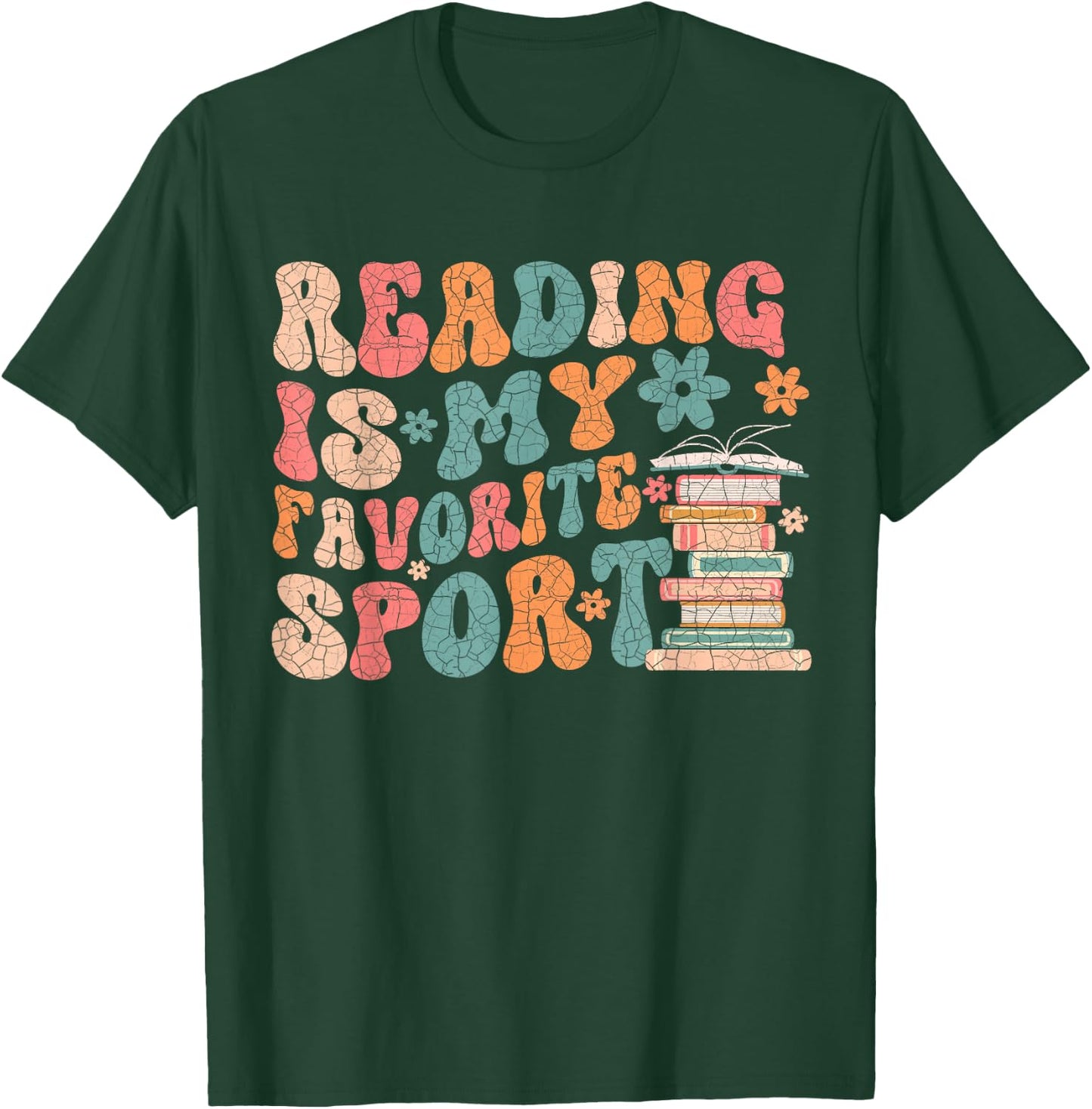 Funny Reading Is My Favorite Sport Retro Groovy Book Lovers T-Shirt - T-Shirt | Forest