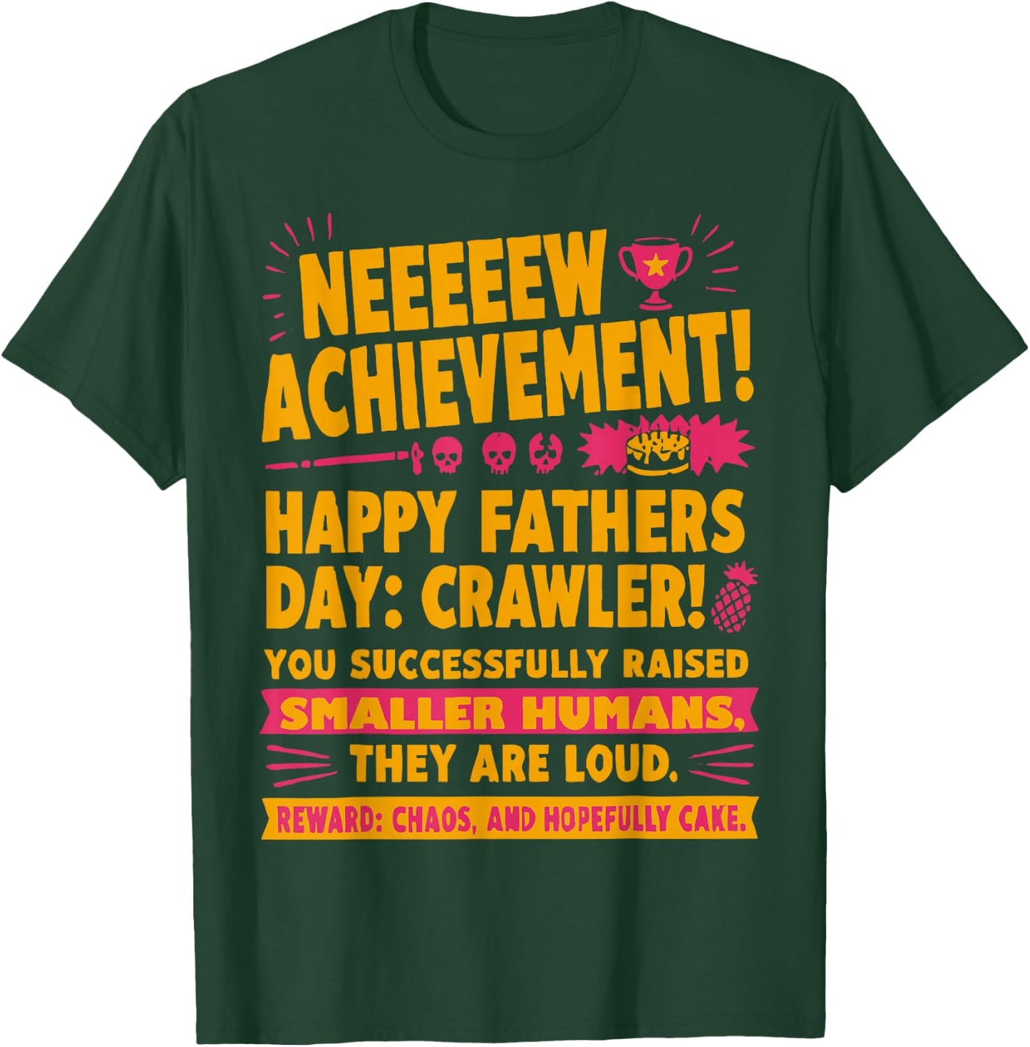 New Achievement Happy Fathers Day Crawler Gamer Dad USA T-Shirt - T-Shirt | Forest