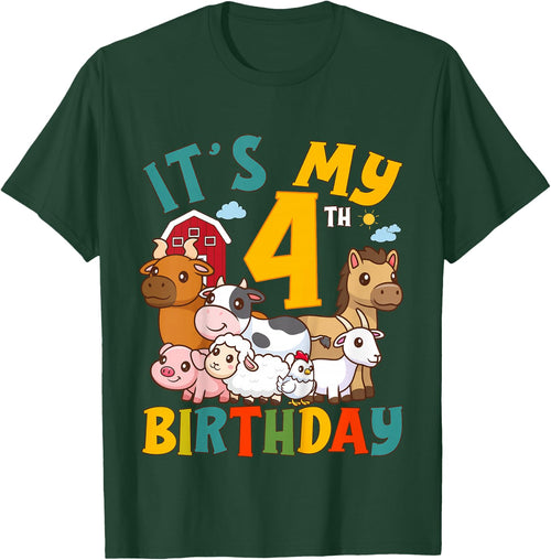 It's My 4th Birthday 4 Years Old Farm Animals Theme Kids