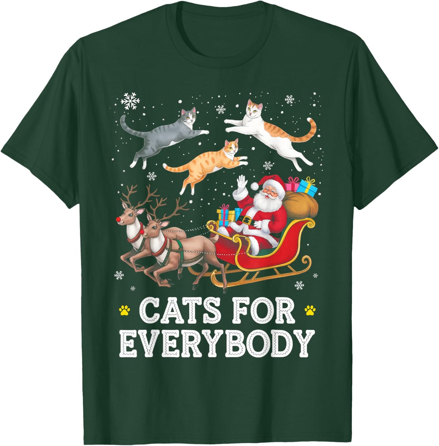Cats for Everybody Christmas Funny Santa Cat Lover Xmas T-Shirt - T-Shirt | Forest