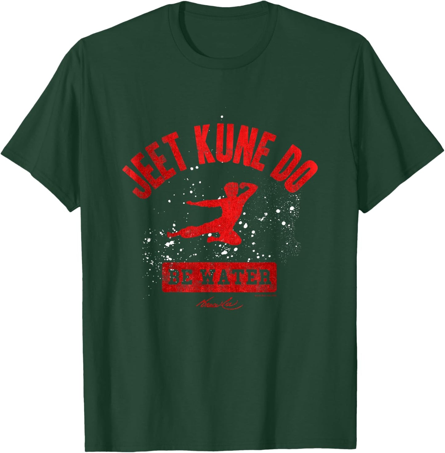 Bruce Lee Jeet Kune Do Be Water Flying Kick Silhouette , Black, S T-Shirt - T-Shirt | Forest