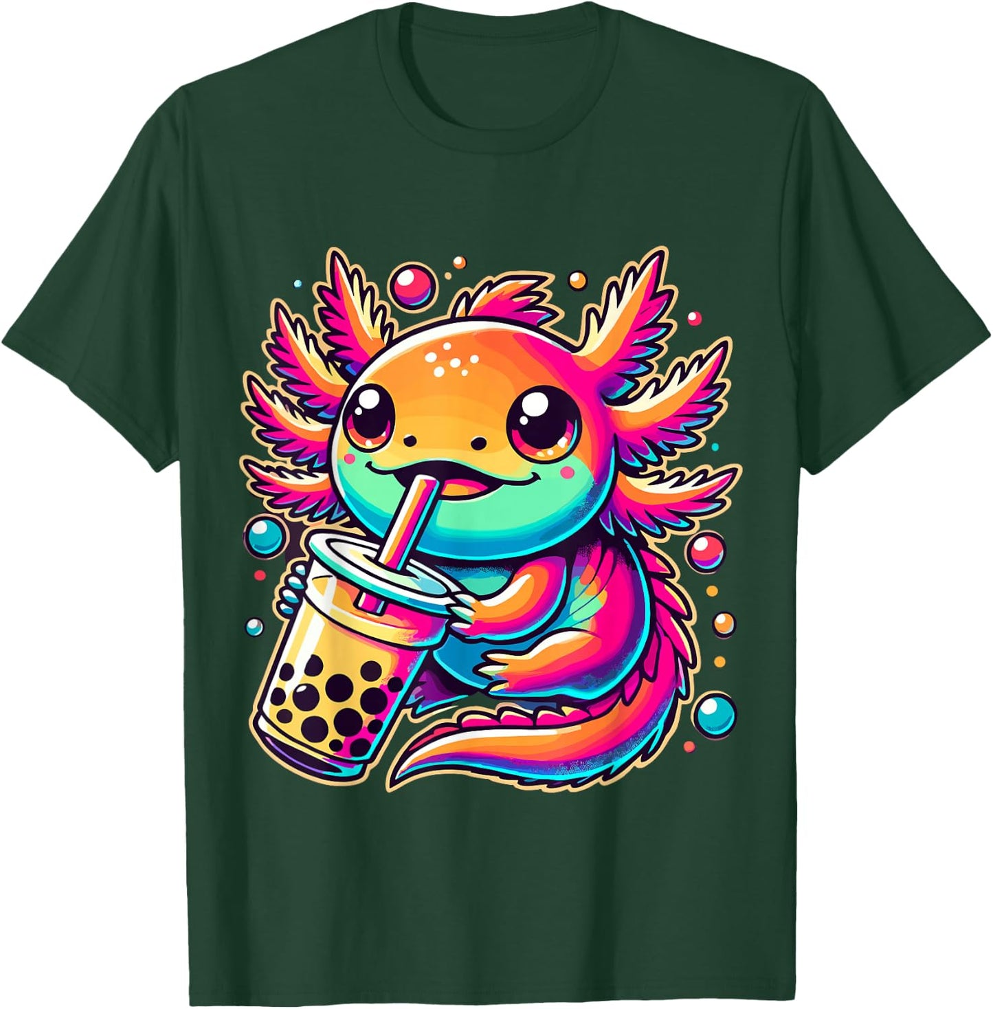 Axolotl drinking Boba Tea Bubble Tea Kawaii T-Shirt - T-Shirt | Forest