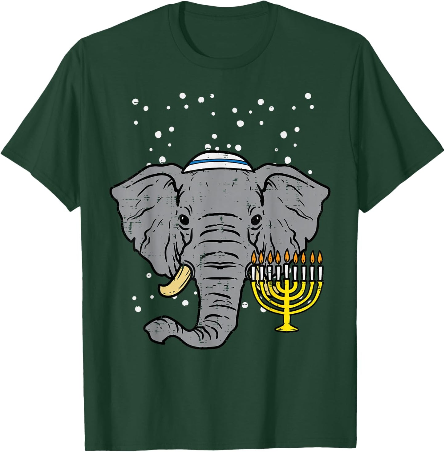 Hanukkah Elephant Chanukah Jewish Men Women Kids Boys Girls T-Shirt - T-Shirt | Forest