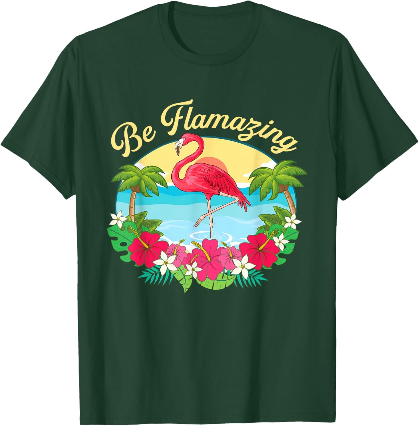 Be Flamazing - Cute Flamingo Lover Beach Vacation T-Shirt - T-Shirt | Forest