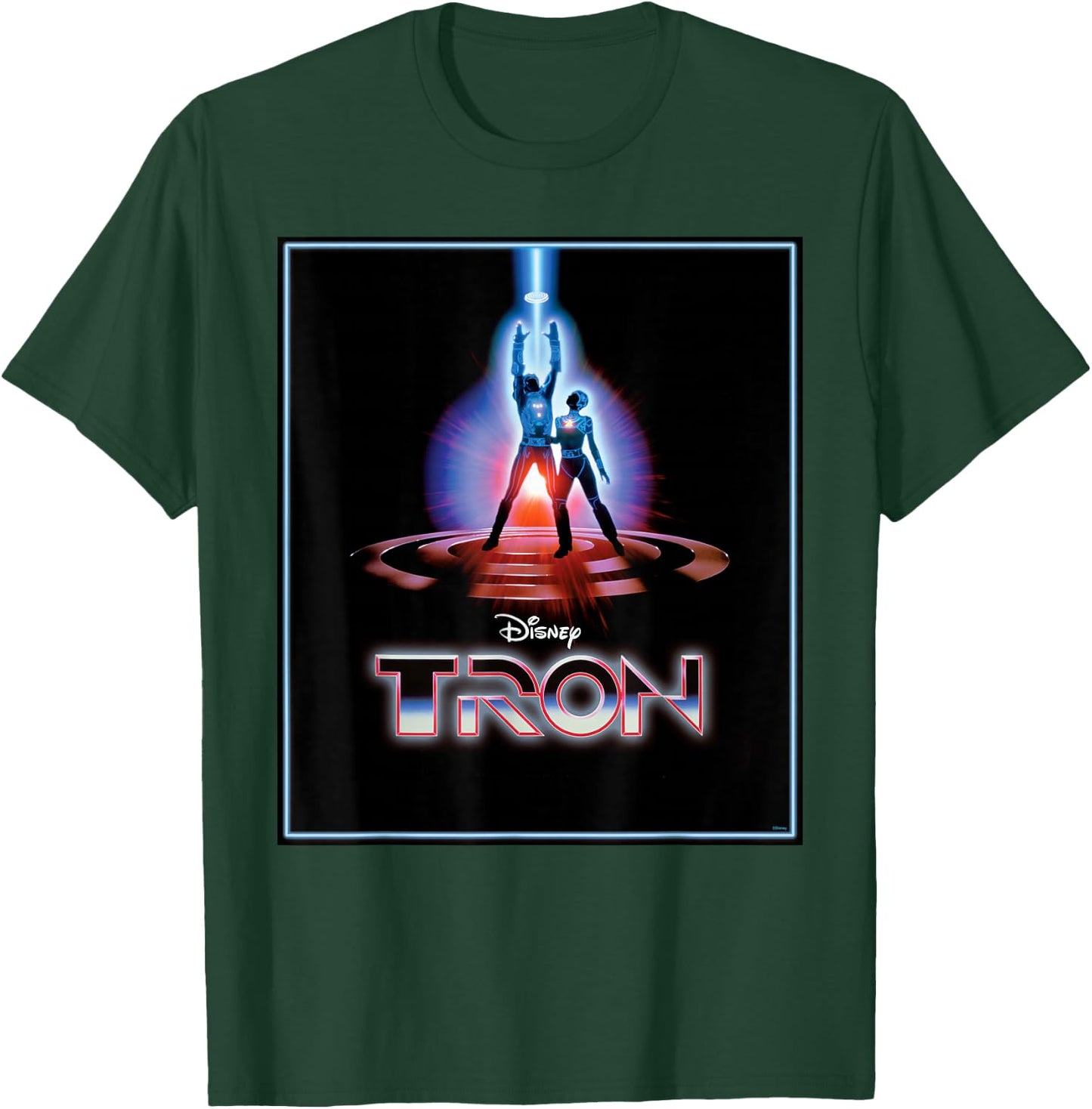 Disney TRON Official 1982 Original Movie Poster Art and Logo , black T-Shirt - T-Shirt | Forest