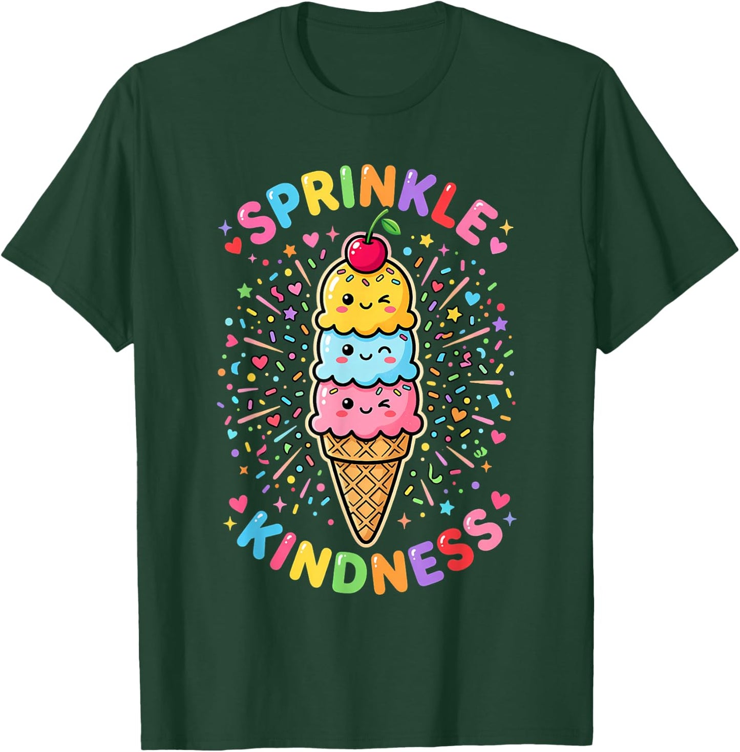 Sprinkle Kindness Kawaii Ice Cream Cone Cute Be Kind T-Shirt - T-Shirt | Forest