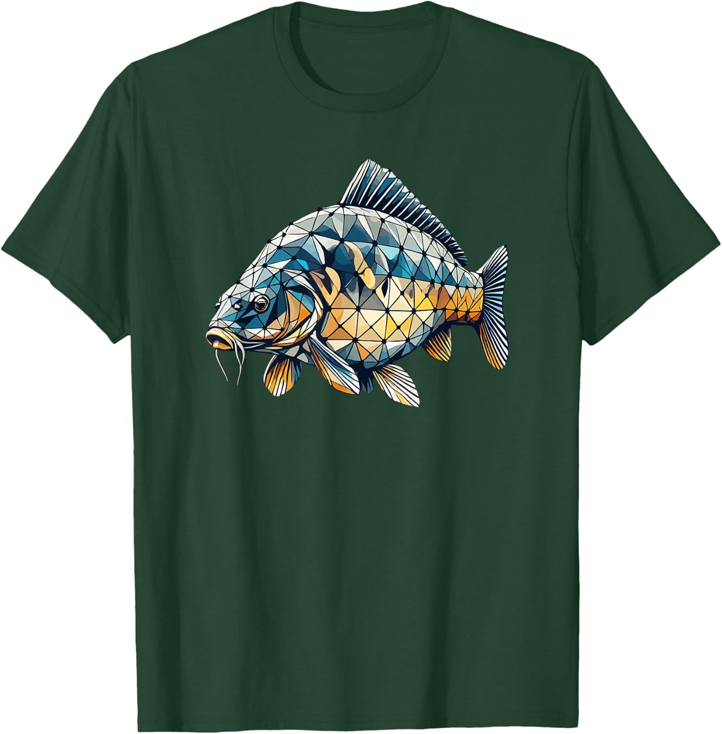 Geometric Art Fishing Carp Fisherman Carps T-Shirt - T-Shirt | Forest