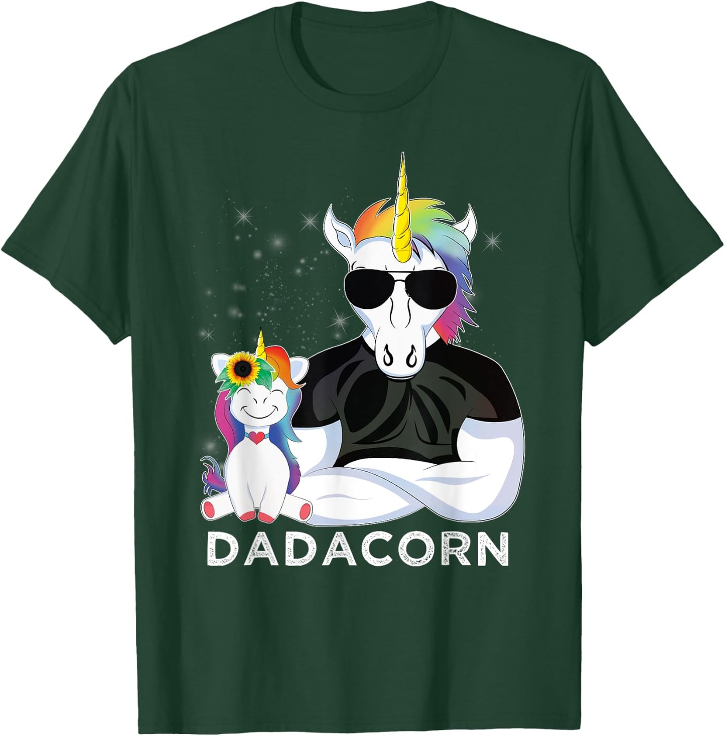Dadacorn Muscle Unicorn A Father Daughter Funny Design T-Shirt - T-Shirt | Forest