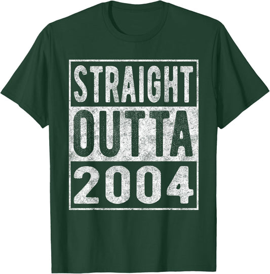 Straight Outta 2004, Fun Distressed Born 2004 Birthday Gift T-Shirt - T-Shirt | Forest
