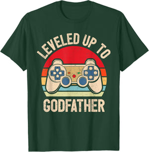 Leveled Up To Godfather Video Gamer Vintage T-Shirt - T-Shirt | Forest