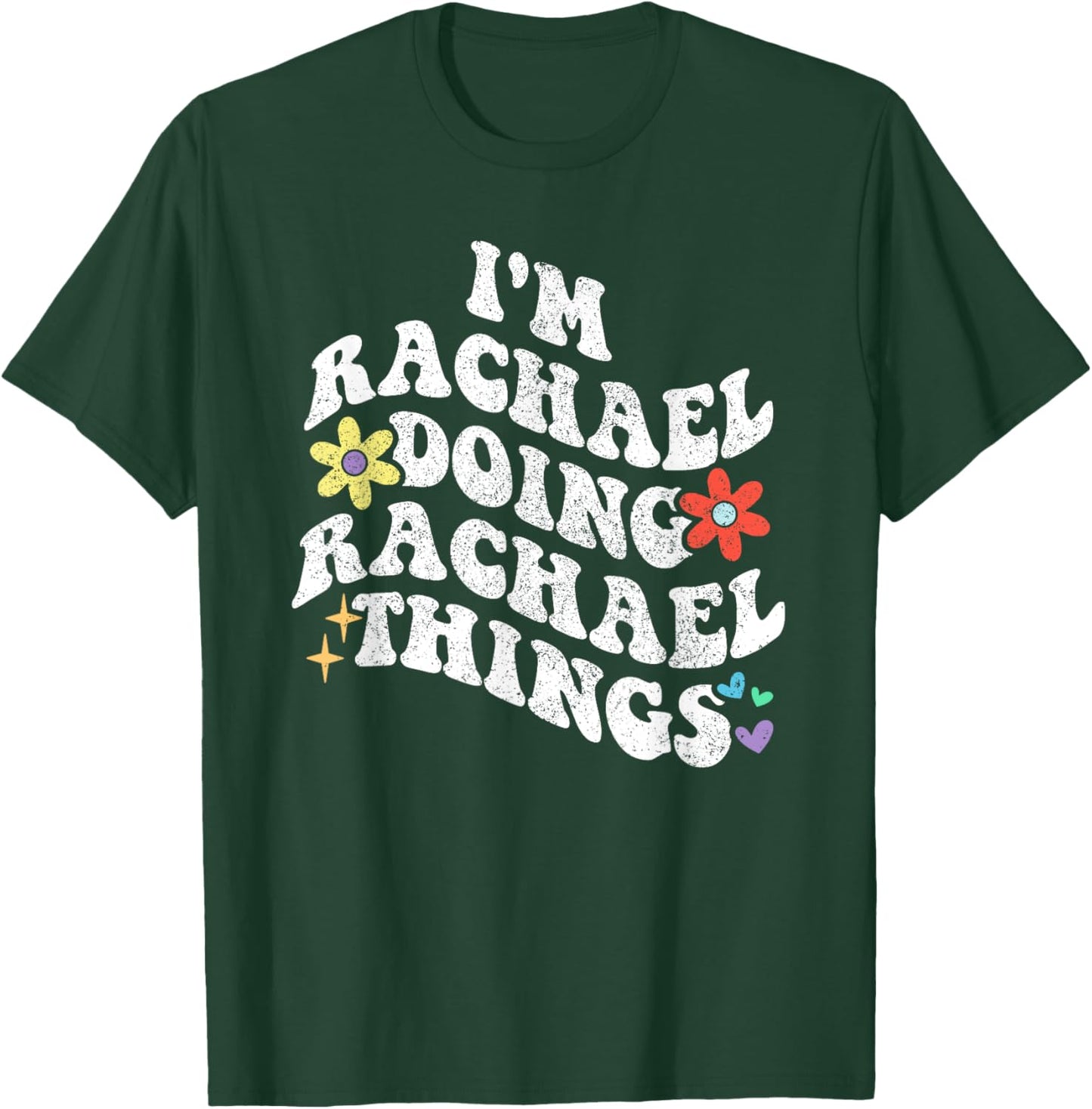 Personalized Name Mothers Day outfit Retro Groovy Im RACHAEL Doing RACHAEL Things Funny Mother's , Female X-Small, Black T-Shirt - T-Shirt | Forest