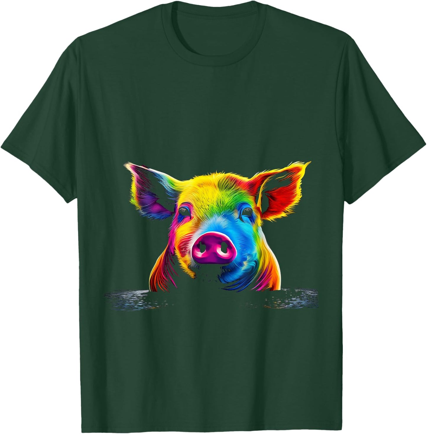 Pig Art Cute Colorful Animal Painting Graphic Pig T-Shirt - T-Shirt | Forest