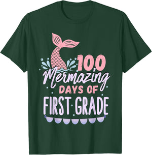 100 Mermazing Days Of 1st Grade 100th Day Of School Mermaid T-Shirt - T-Shirt | Forest