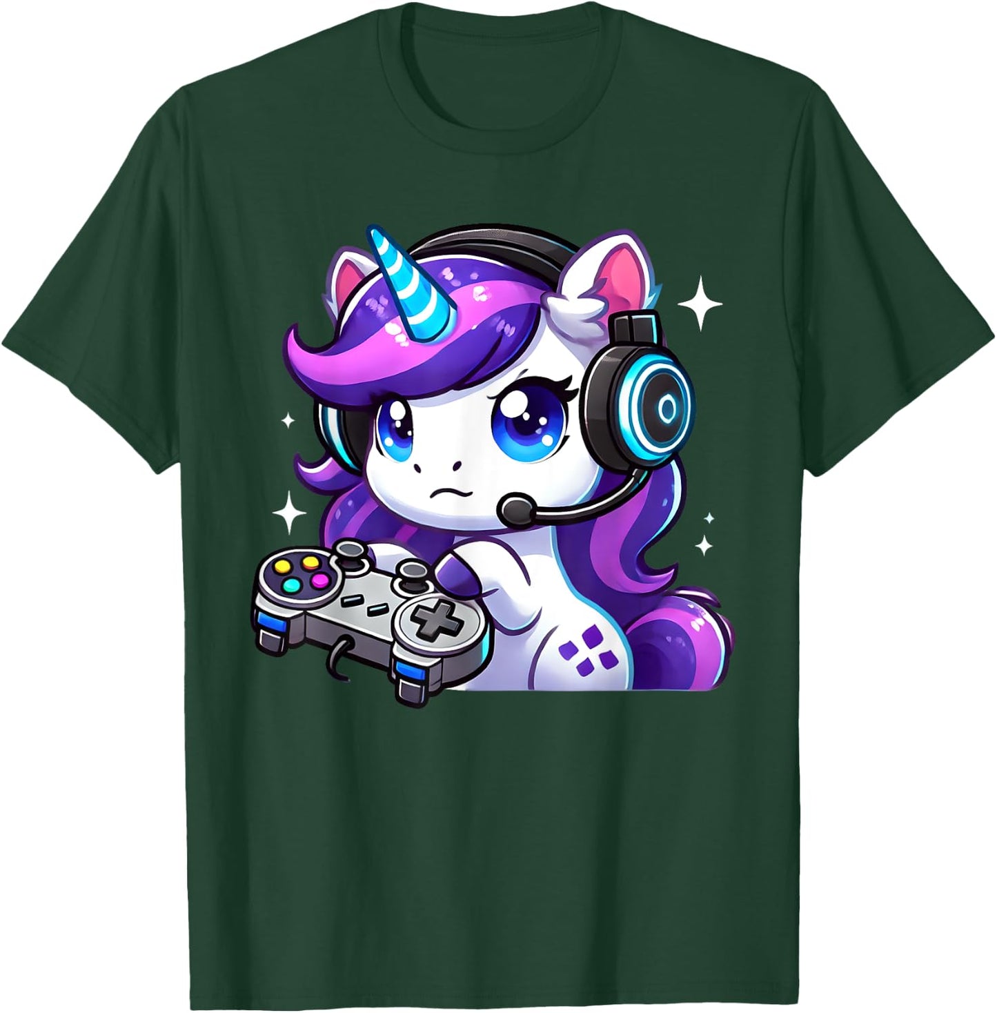 Toddler Boys Cute Unicorn Playing Video Games for Gamers T-Shirt - T-Shirt | Forest